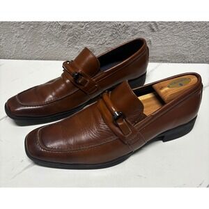 Steve Madden Shermen Loafers Mens 8 Brown Good Leather Bit Slip On Square Toe